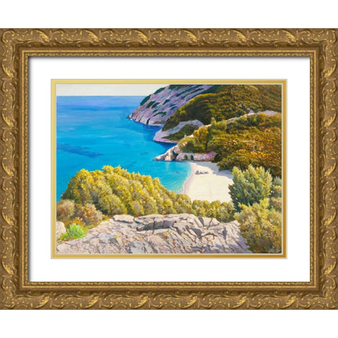 Caletta assolata Gold Ornate Wood Framed Art Print with Double Matting by Galasso, Adriano