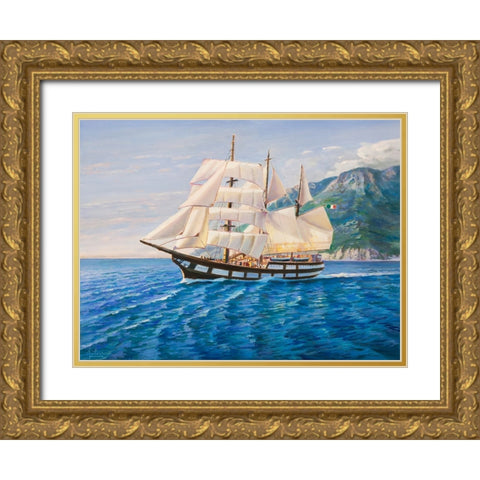 Goletta Gold Ornate Wood Framed Art Print with Double Matting by Galasso, Adriano