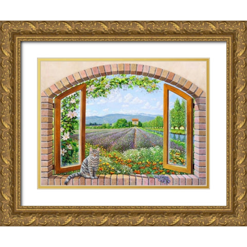 Finestra in provenza Gold Ornate Wood Framed Art Print with Double Matting by Del Missier, Andrea