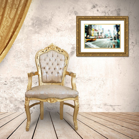 Times Square Multiexposure II Gold Ornate Wood Framed Art Print with Double Matting by Berry, Peter