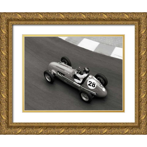 Historical race car at Grand Prix de Monaco Gold Ornate Wood Framed Art Print with Double Matting by Seyfferth, Peter