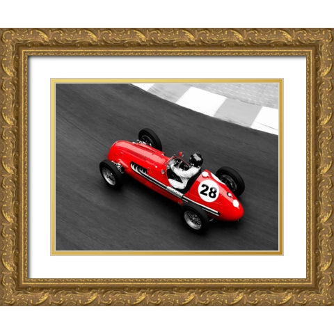 Historical race car at Grand Prix de Monaco Gold Ornate Wood Framed Art Print with Double Matting by Seyfferth, Peter