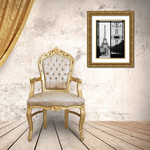 Eiffel Tower from the Trocadero Palace, Paris Gold Ornate Wood Framed Art Print with Double Matting by Anonymous
