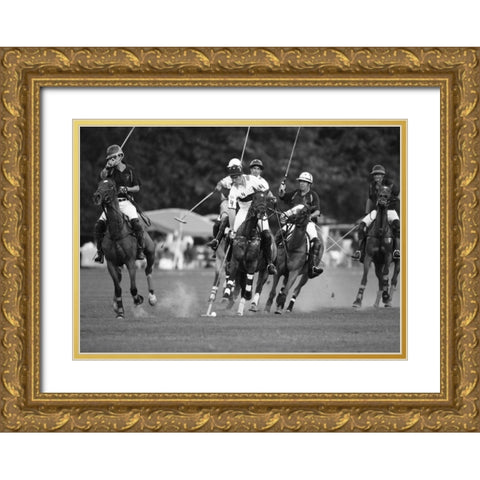Polo players, New York Gold Ornate Wood Framed Art Print with Double Matting by Anonymous