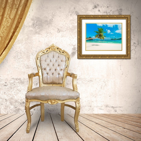Tropical beach, Seychelles (detail) Gold Ornate Wood Framed Art Print with Double Matting by Anonymous