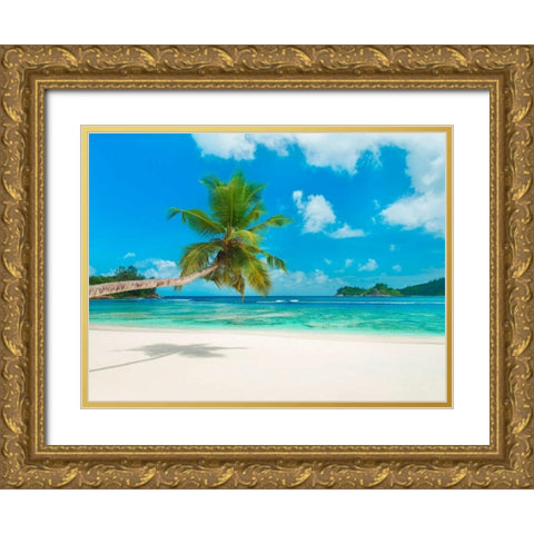 Tropical beach, Seychelles (detail) Gold Ornate Wood Framed Art Print with Double Matting by Anonymous