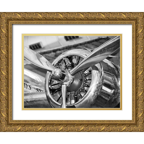 Vintage airplane propeller Gold Ornate Wood Framed Art Print with Double Matting by Anonymous