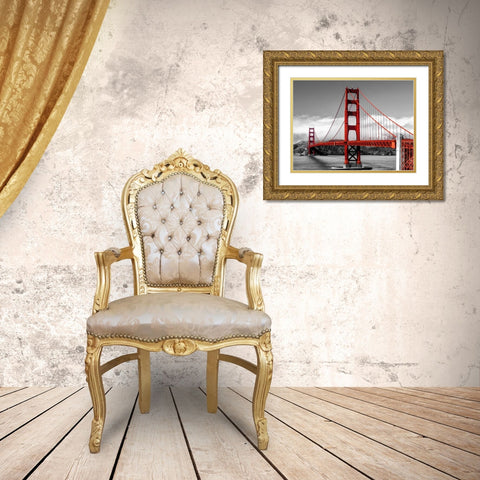 Golden Gate Bridge, San Francisco Gold Ornate Wood Framed Art Print with Double Matting by Pangea Images