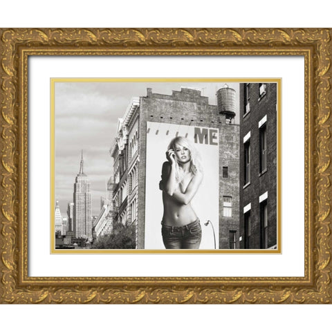 Billboards in Manhattan #2 Gold Ornate Wood Framed Art Print with Double Matting by Lauren, Julian