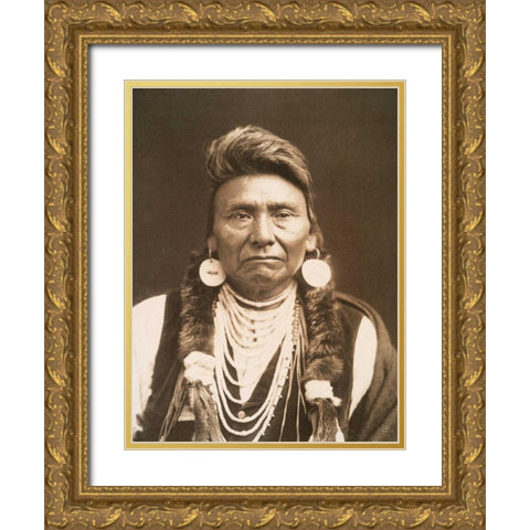 Chief Joseph- Nez Perce- 1900 Gold Ornate Wood Framed Art Print with Double Matting by Anonymous