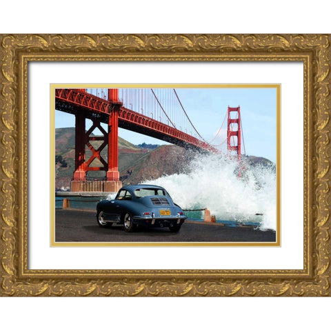 Under the Golden Gate Bridge- San Francisco Gold Ornate Wood Framed Art Print with Double Matting by Gasoline Images