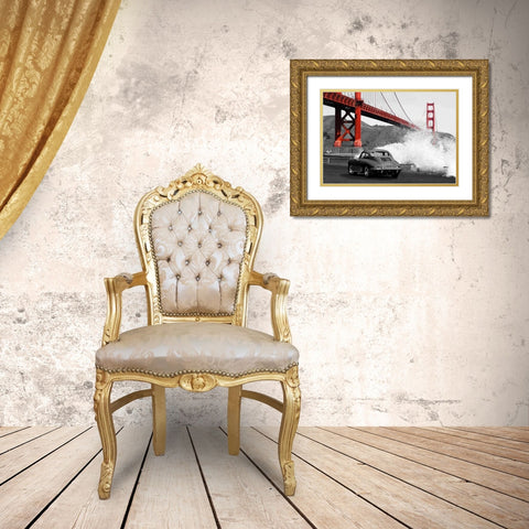 Under the Golden Gate Bridge- San Francisco Gold Ornate Wood Framed Art Print with Double Matting by Gasoline Images
