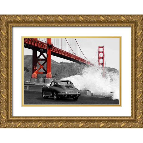 Under the Golden Gate Bridge- San Francisco Gold Ornate Wood Framed Art Print with Double Matting by Gasoline Images