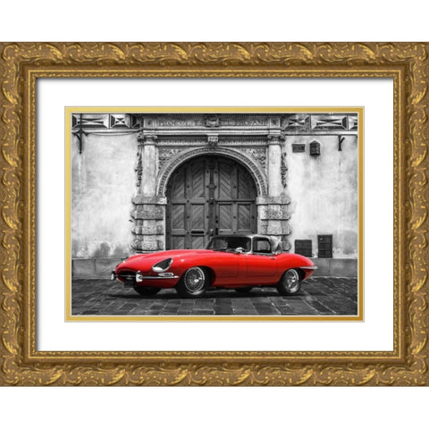 Roadster in front of Classic Palace Gold Ornate Wood Framed Art Print with Double Matting by Gasoline Images