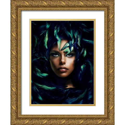 Shimmering Goddess Gold Ornate Wood Framed Art Print with Double Matting by Lauren, Julian