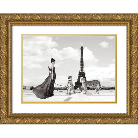 Trocadero View (detail) Gold Ornate Wood Framed Art Print with Double Matting by Lauren, Julian