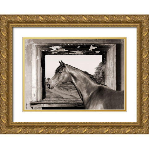 Arab King (BW) Gold Ornate Wood Framed Art Print with Double Matting by Lauren, Julian