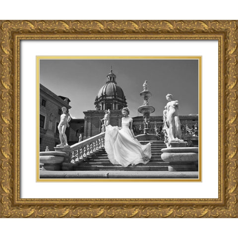 Escalier en Italie (detail) Gold Ornate Wood Framed Art Print with Double Matting by Haute Photo Collection