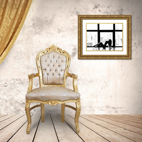Up in the sky (Manhattan) Gold Ornate Wood Framed Art Print with Double Matting by Lauren, Julian