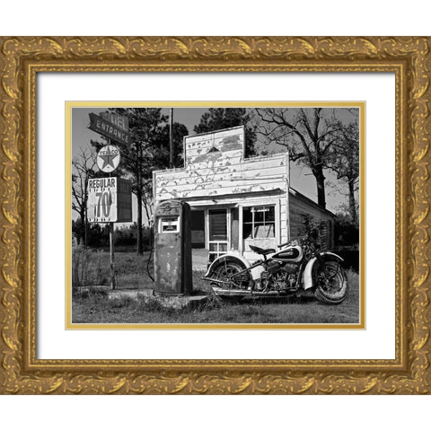 Abandoned gas station, New Mexico Gold Ornate Wood Framed Art Print with Double Matting by Gasoline Images