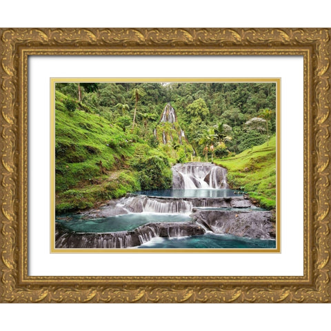 Waterfall in Santa Rosa de Cabal, Colombia Gold Ornate Wood Framed Art Print with Double Matting by Pangea Images