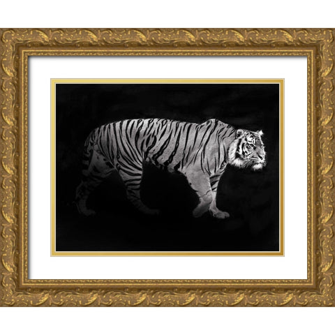 Panthera Tigris Gold Ornate Wood Framed Art Print with Double Matting by Julian, Lauren