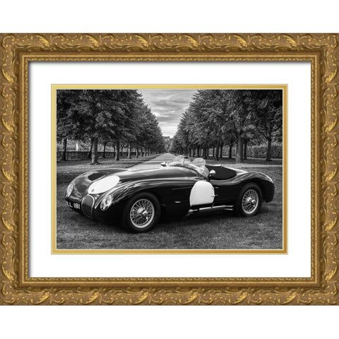 Vintage Roadster in a Park Gold Ornate Wood Framed Art Print with Double Matting by Gasoline Images
