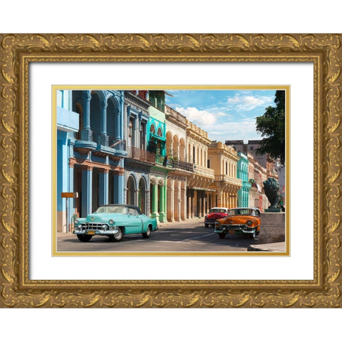 Avenida in Havana, Cuba Gold Ornate Wood Framed Art Print with Double Matting by Pangea Images