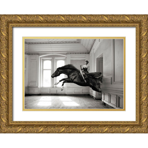 Aperitif - BW Gold Ornate Wood Framed Art Print with Double Matting by Lauren, Julian