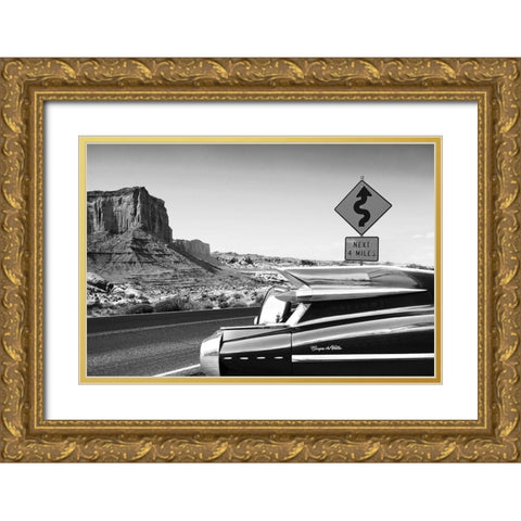 Coupe de Ville - BW Gold Ornate Wood Framed Art Print with Double Matting by Gasoline Images