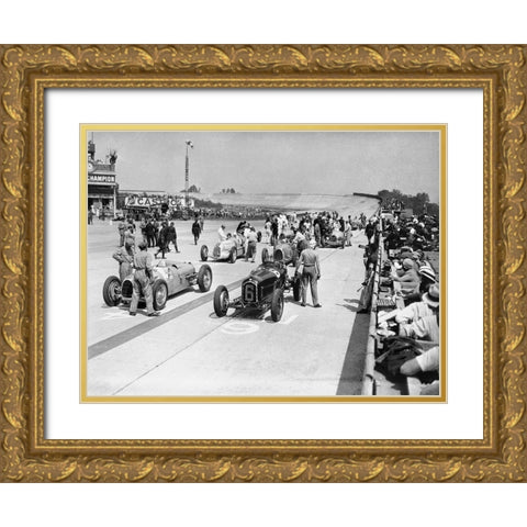 Grid of the 1934 French Grand Prix Gold Ornate Wood Framed Art Print with Double Matting by Anonymous