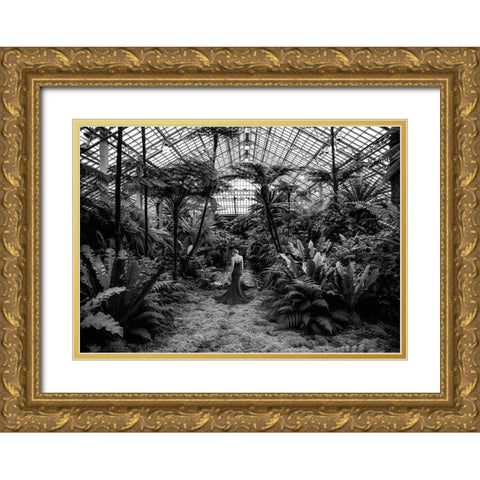 Unconventional Womenscape #2-Jardin dHiver (BW) Gold Ornate Wood Framed Art Print with Double Matting by Lauren, Julian
