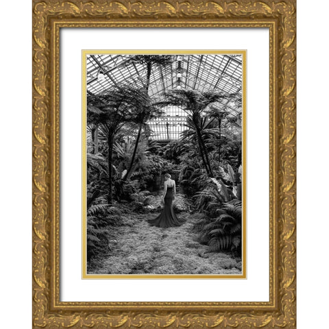 Unconventional Womenscape #2-Jardin dHiver-detail (BW) Gold Ornate Wood Framed Art Print with Double Matting by Lauren, Julian
