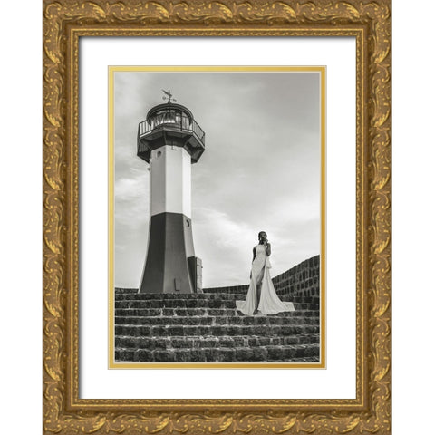 Unconventional Womenscape #3 (BW) Gold Ornate Wood Framed Art Print with Double Matting by Lauren, Julian