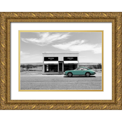 Marfa-Texas (BW) Gold Ornate Wood Framed Art Print with Double Matting by Lauren, Julian