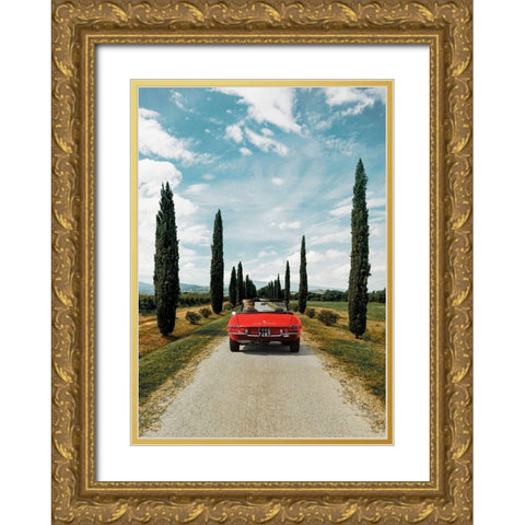 Sportscar in Tuscany Gold Ornate Wood Framed Art Print with Double Matting by Gasoline Images
