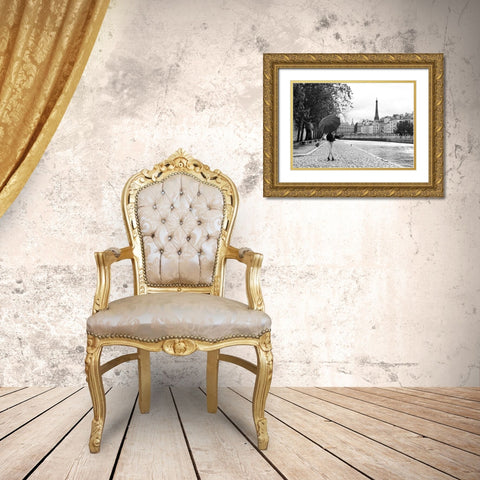 Quai de la Seine (BW) Gold Ornate Wood Framed Art Print with Double Matting by Lauren, Julian