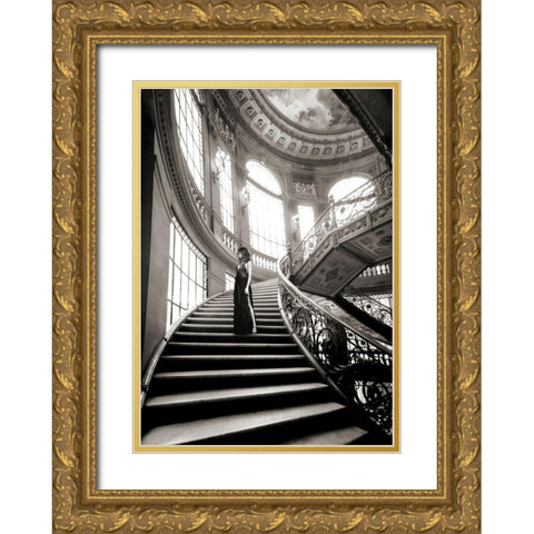 Femme sur lescalier Gold Ornate Wood Framed Art Print with Double Matting by Haute Photo Collection