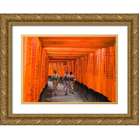 Fushimi Inari Shrine-Kyoto Gold Ornate Wood Framed Art Print with Double Matting by Pangea Images
