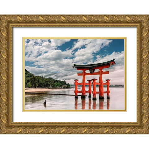 Itsukushima Shrine-Hiroshima-Japan  Gold Ornate Wood Framed Art Print with Double Matting by Pangea Images