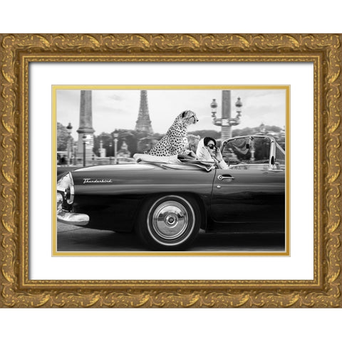 In Paris Gold Ornate Wood Framed Art Print with Double Matting by Lauren, Julian