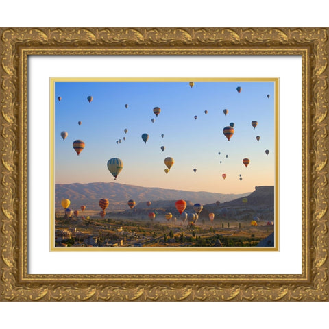 Flying over Cappadocia, Turkey Gold Ornate Wood Framed Art Print with Double Matting by Pangea Images