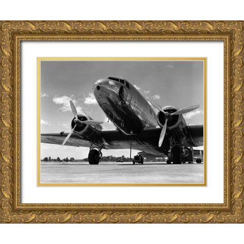 1940s Passenger Airplane Gold Ornate Wood Framed Art Print with Double Matting by Armstrong Roberts, H.