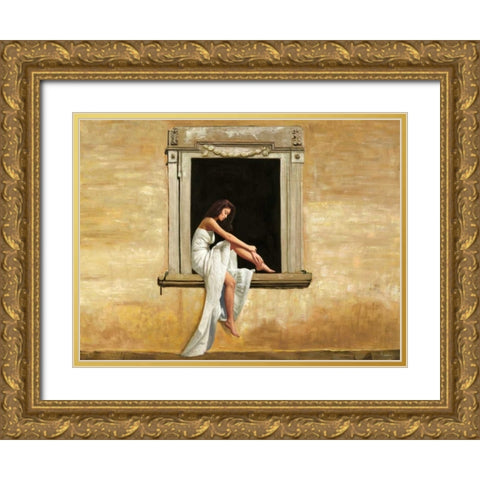Italian Afternoon Gold Ornate Wood Framed Art Print with Double Matting by Benson, Pierre
