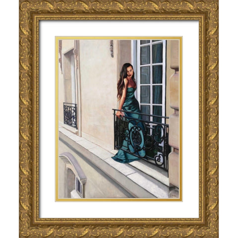 Window in Paris Gold Ornate Wood Framed Art Print with Double Matting by Benson, Pierre