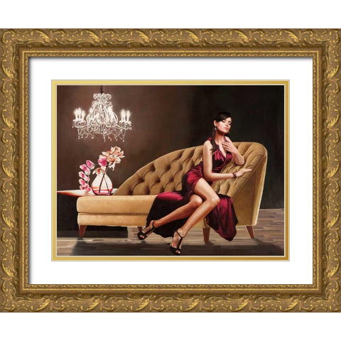 Jewel Gold Ornate Wood Framed Art Print with Double Matting by Benson, Pierre