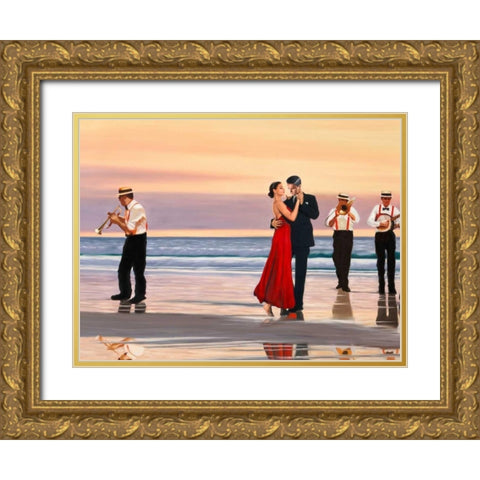 Romance on the beach - detail Gold Ornate Wood Framed Art Print with Double Matting by Benson, Pierre