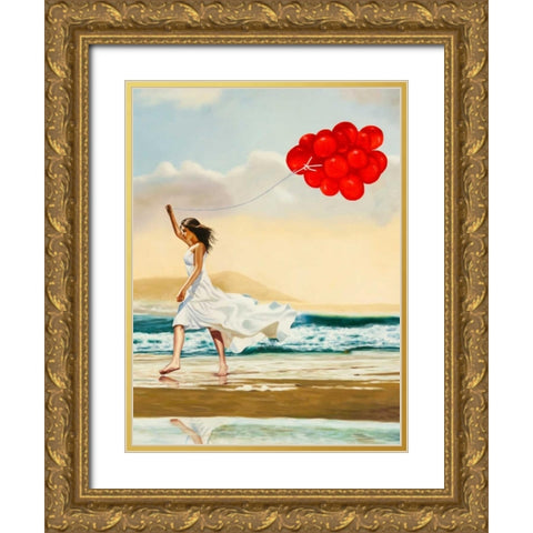 Collecting waves - detail Gold Ornate Wood Framed Art Print with Double Matting by Benson, Pierre