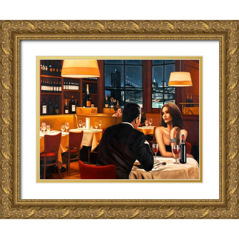 Evening Gold Ornate Wood Framed Art Print with Double Matting by Benson, Pierre