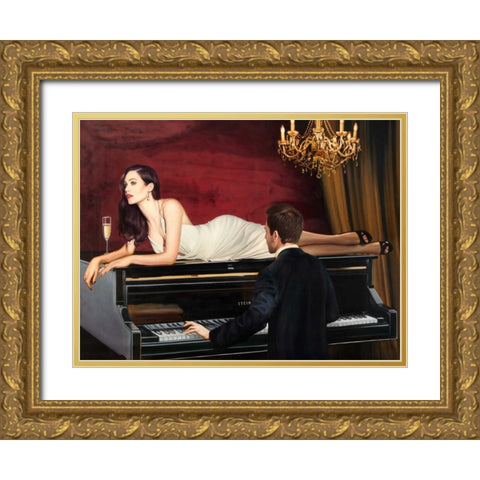 Sweetest Song Gold Ornate Wood Framed Art Print with Double Matting by Benson, Pierre